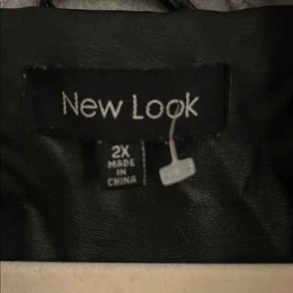 New Look Black Faux Leather Hooded Bomber Jacket 2X Plus Size